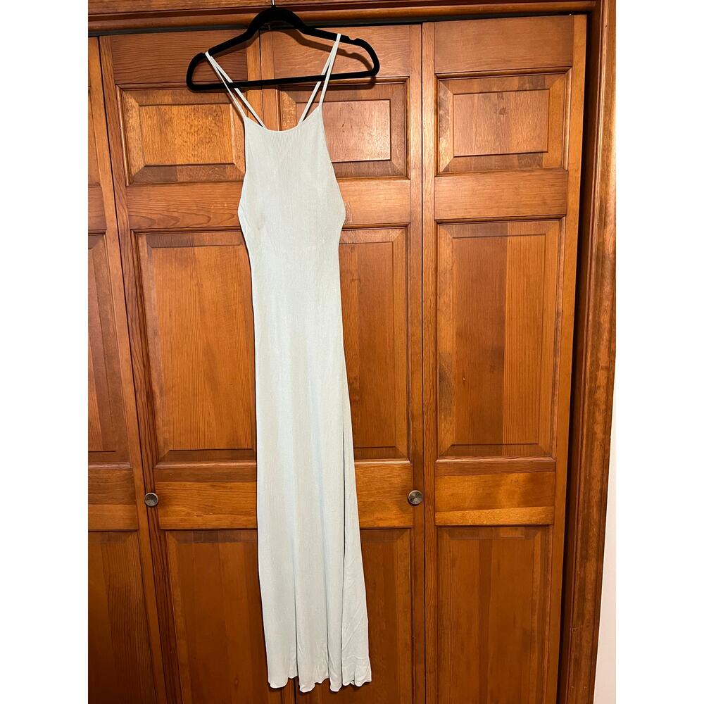 AUTEUR Women's Joan Open Back Rib Knit Maxi Dress Pale Mint Green Size M - Picture 2 of 16